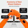 image5 STARS UNITED Bed Sheet Straps Set  Easy to Use Adjustable Elastic Fasteners with Metal Clips  Sheet Holders for Corners  Fitted Sheet Clips to Hold Sheets in Place  4 Pcs GreyBlack