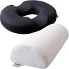 image5 STARS UNITED Donut Pillow Hemorrhoid Tailbone Cushion and Memory Foam Bolster Pillow Grey for Legs and for Back Pain