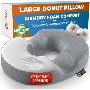 image5 STARS UNITED Donut Pillow Hemorrhoid Tailbone Cushion  Large Cushion for Pain Relief  Coccyx Prostate Sciatica Pelvic Floor Pressure Sores Pregnancy Postpartum Recovery BlackGray