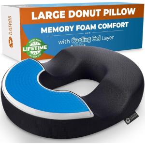 image5 STARS UNITED Donut Pillow Hemorrhoid Tailbone Cushion  Large Cushion for Pain Relief  Coccyx Prostate Sciatica Pelvic Floor Pressure Sores Pregnancy Postpartum Recovery BlackArctic Black