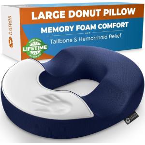image5 STARS UNITED Donut Pillow Hemorrhoid Tailbone Cushion  Large Cushion for Pain Relief  Coccyx Prostate Sciatica Pelvic Floor Pressure Sores Pregnancy Postpartum Recovery BlackBlue