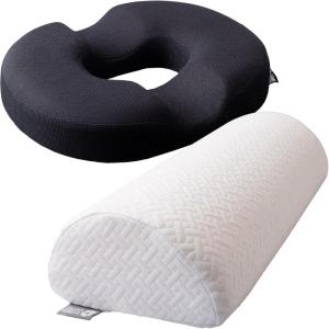 image5 STARS UNITED Donut Pillow Hemorrhoid Tailbone Cushion and Memory Foam Bolster Pillow Grey for Legs and for Back Pain
