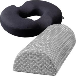 image5 STARS UNITED Donut Pillow Hemorrhoid Tailbone Cushion and Memory Foam Bolster Pillow for Legs and for Back Pain