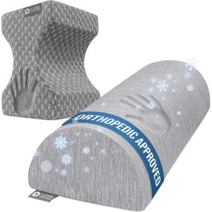 image5 STARS UNITED Half Moon Bolster SemiRoll Pillow Cooling Cover and Knee Pillow for Side Sleepers  Bundle 100 Memory Foam