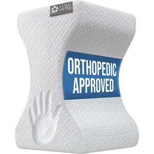 image5 STARS UNITED Knee Pillow for Side Sleepers  Hip Pain Relief Memory Foam Leg Cushion for Side Sleeping  Between Legs Pillow for Sciatica ampamp Lower Back Pain WhiteWhite
