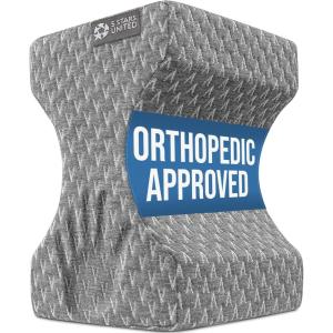 image5 STARS UNITED Knee Pillow for Side Sleepers  Hip Pain Relief Memory Foam Leg Cushion for Side Sleeping  Between Legs Pillow for Sciatica ampamp Lower Back Pain WhiteGray