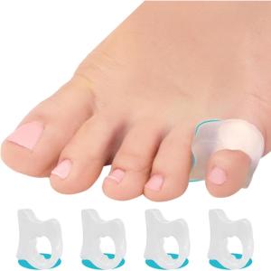 image5 STARS UNITED Pinky Toe Spacers for Men ampamp Women  4 Gel Separators for Overlapping ampamp Curled Little Toes Bunions Alignment  Diabetic Foot Care Silicone Spreader Corrector ampamp Straightener ClearSmall 4 Pack