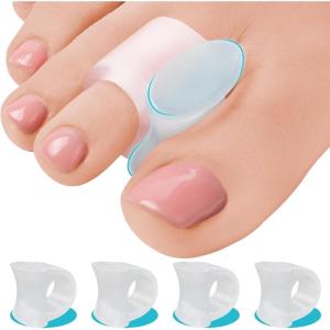 image5 STARS UNITED Pinky Toe Spacers for Men ampamp Women  4 Gel Separators for Overlapping ampamp Curled Little Toes Bunions Alignment  Diabetic Foot Care Silicone Spreader Corrector ampamp Straightener ClearBig 4 Pack