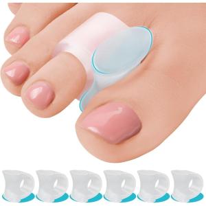 image5 STARS UNITED Pinky Toe Spacers for Men ampamp Women  4 Gel Separators for Overlapping ampamp Curled Little Toes Bunions Alignment  Diabetic Foot Care Silicone Spreader Corrector ampamp Straightener ClearBig 6 Pack