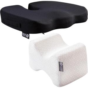 image5 STARS UNITED Seat Cushion for Desk Chair and Knee Pillow for Side Sleepers  100 Memory Foam Bundle