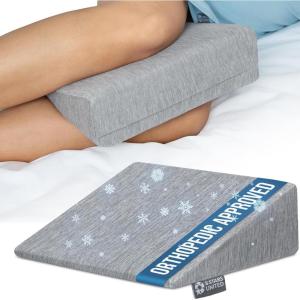 image5 STARS UNITED Small Knee Pillow for Side Sleepers  Wedge Firm Foam Support for Belly Back ampamp Knees  Compact Maternity Cushion for Travel ampamp Pregnancy Relief Arctic Gray