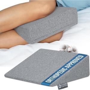 image5 STARS UNITED Small Knee Pillow for Side Sleepers  Wedge Firm Foam Support for Belly Back ampamp Knees  Compact Maternity Cushion for Travel ampamp Pregnancy Relief Natural Gray