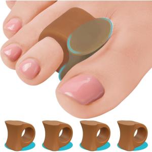image5 STARS UNITED Toe Spacers for Men ampamp Women  4 Big and 2 Pinky Gel Separators for Overlapping ampamp Curled Toes Bunions Alignment  Diabetic Foot Care Silicone Spreader Corrector ampamp Straightener ClearBig 4 Pack Honey