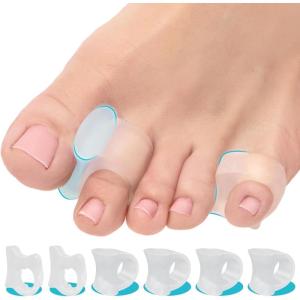 image5 STARS UNITED Toe Spacers for Men ampamp Women  4 Big and 2 Pinky Gel Separators for Overlapping ampamp Curled Toes Bunions Alignment  Diabetic Foot Care Silicone Spreader Corrector ampamp Straightener ClearSmall 2  Big 4 Pack