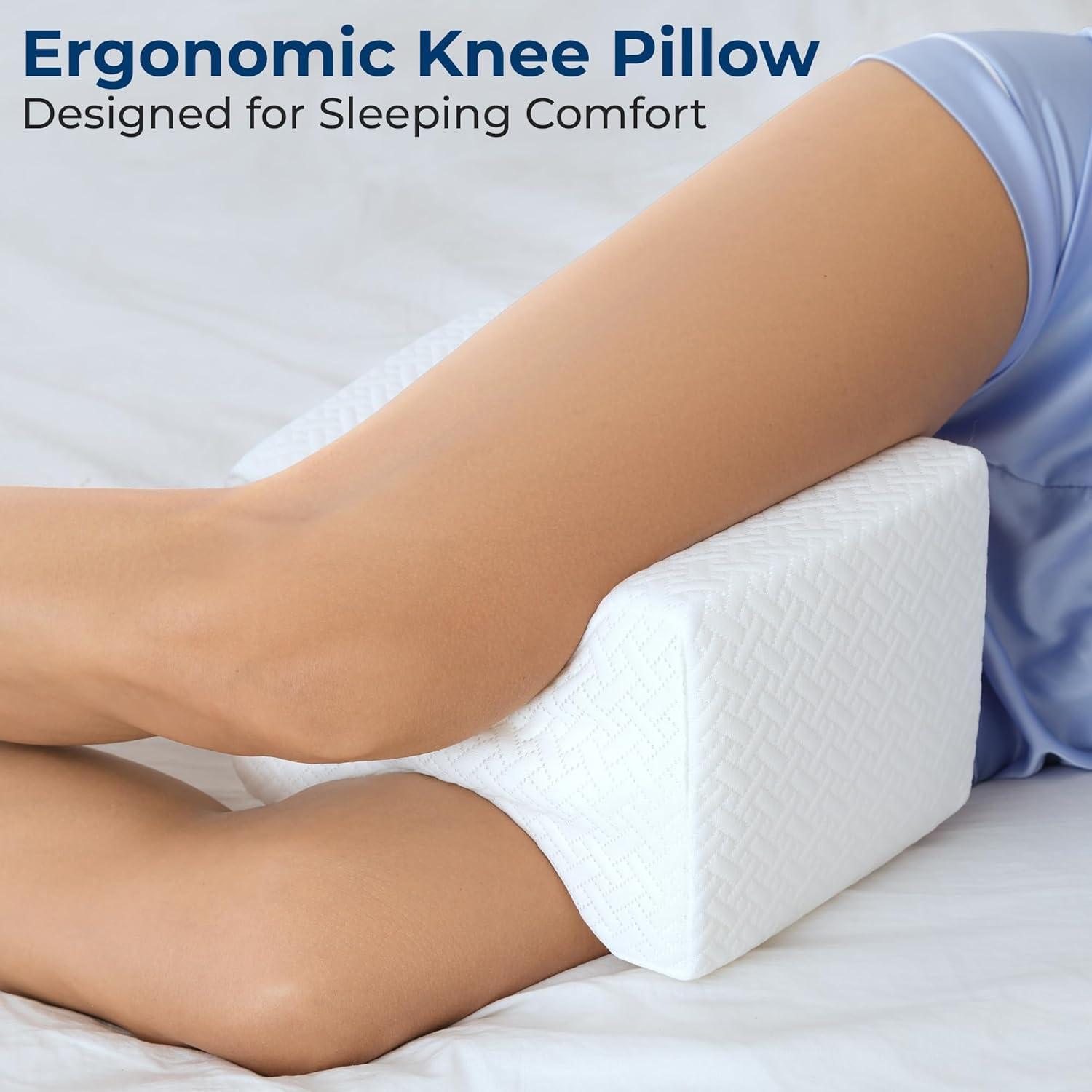 image5 STARS UNITED Small Knee Pillow for Side Sleepers  Wedge Firm Foam Support for Belly Back ampamp Knees  Compact Maternity Cushion for Travel ampamp Pregnancy Relief Arctic GrayWhite