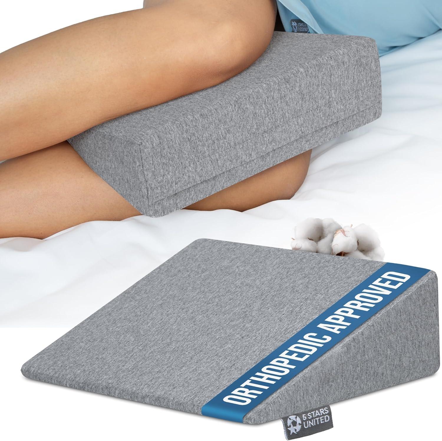 image5 STARS UNITED Small Knee Pillow for Side Sleepers  Wedge Firm Foam Support for Belly Back ampamp Knees  Compact Maternity Cushion for Travel ampamp Pregnancy Relief Arctic GrayNatural Gray