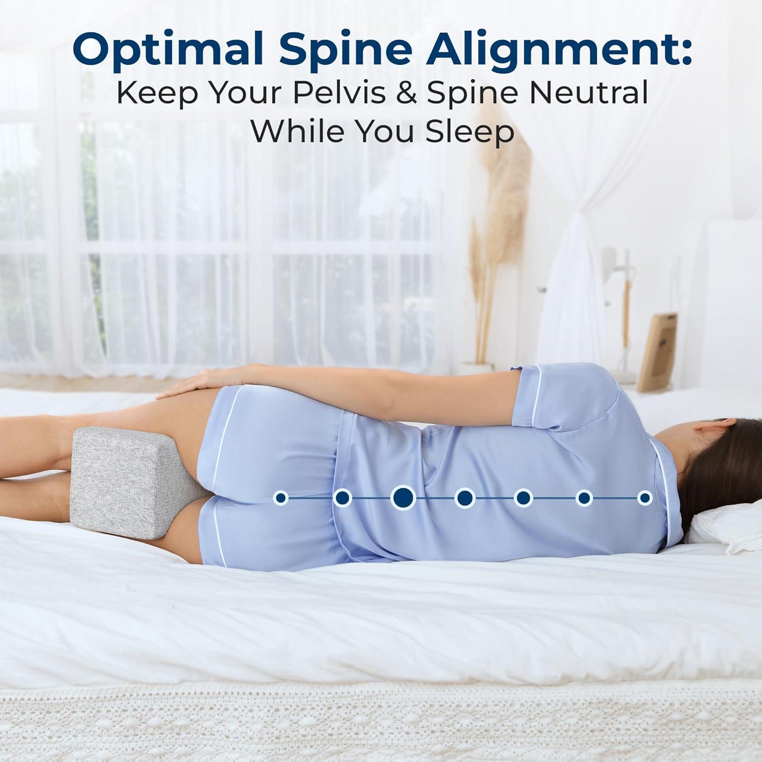 image5 STARS UNITED Small Knee Pillow for Side Sleepers  Wedge Firm Foam Support for Belly Back ampamp Knees  Compact Maternity Cushion for Travel ampamp Pregnancy Relief Arctic GrayNatural Gray