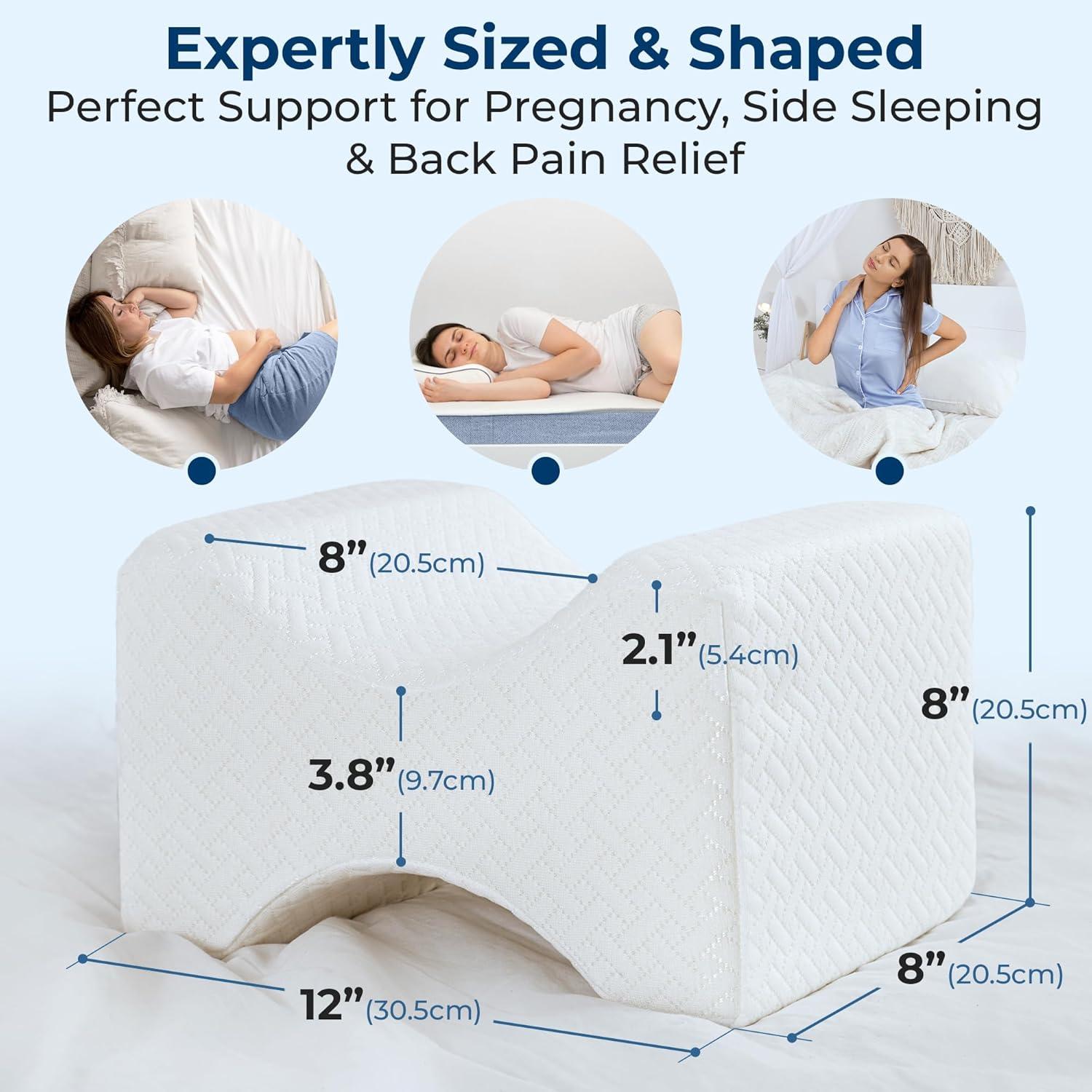 image5 STARS UNITED Small Knee Pillow for Side Sleepers  Wedge Firm Foam Support for Belly Back ampamp Knees  Compact Maternity Cushion for Travel ampamp Pregnancy Relief Arctic GrayWhite