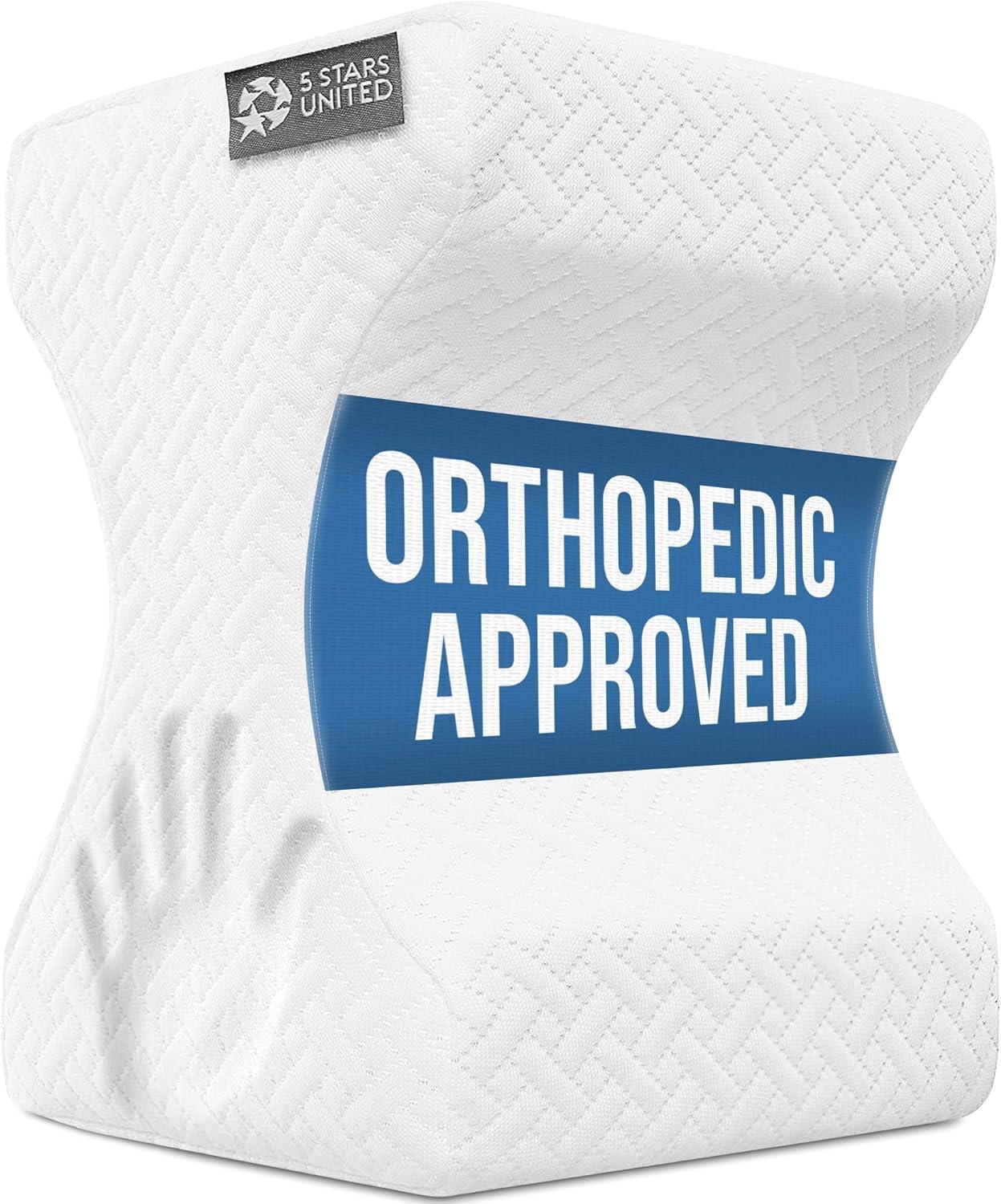 image5 STARS UNITED Small Knee Pillow for Side Sleepers  Wedge Firm Foam Support for Belly Back ampamp Knees  Compact Maternity Cushion for Travel ampamp Pregnancy Relief Arctic GrayWhite