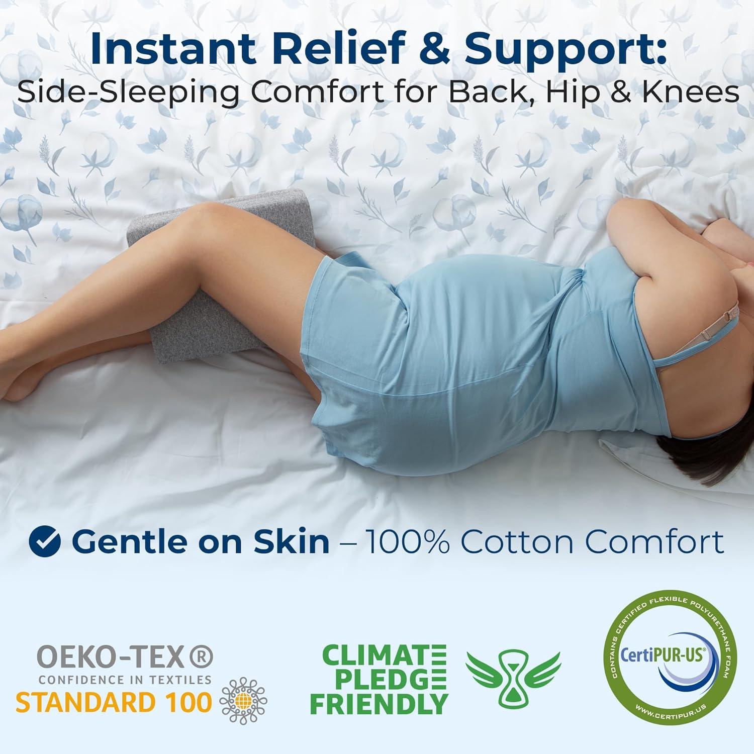 image5 STARS UNITED Small Knee Pillow for Side Sleepers  Wedge Firm Foam Support for Belly Back ampamp Knees  Compact Maternity Cushion for Travel ampamp Pregnancy Relief Arctic GrayNatural Gray