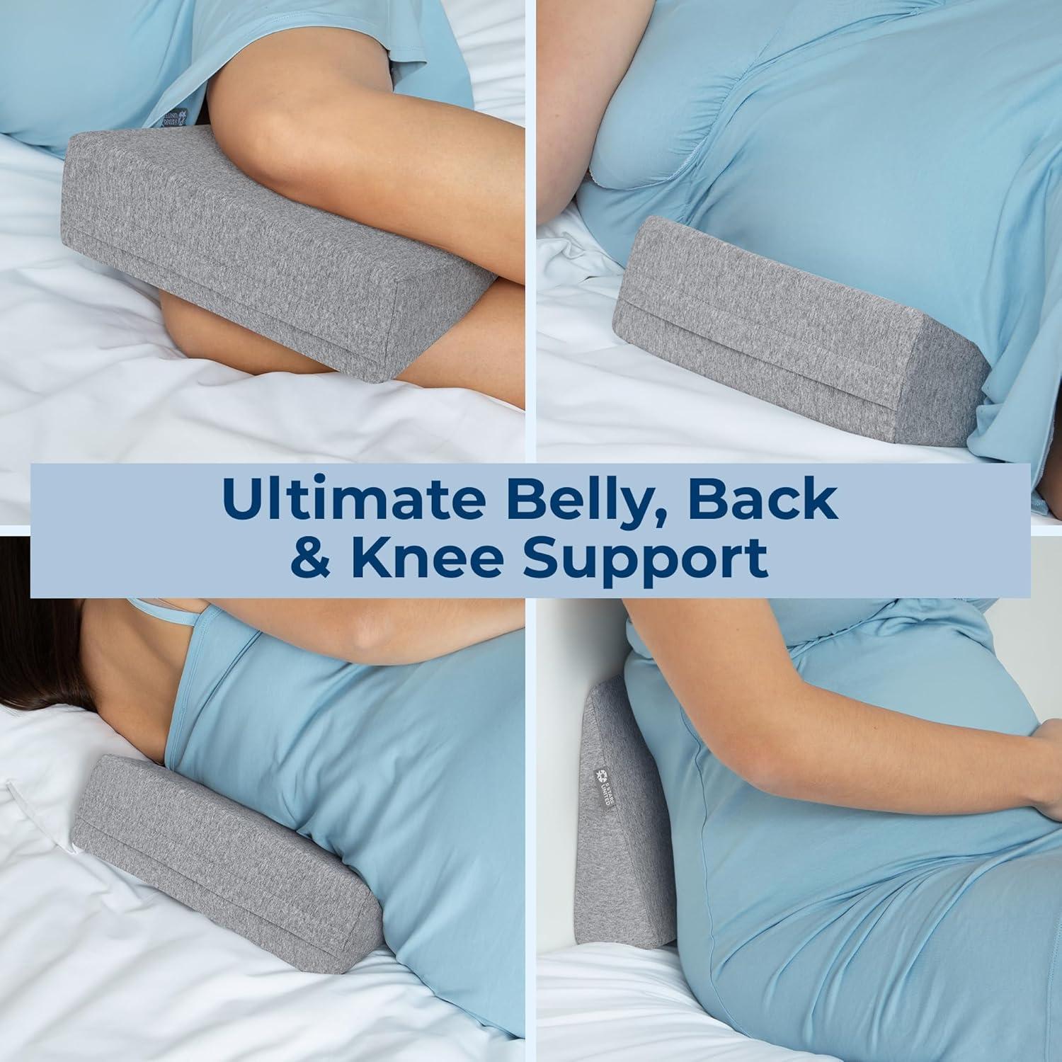image5 STARS UNITED Small Knee Pillow for Side Sleepers  Wedge Firm Foam Support for Belly Back ampamp Knees  Compact Maternity Cushion for Travel ampamp Pregnancy Relief Arctic GrayNatural Gray