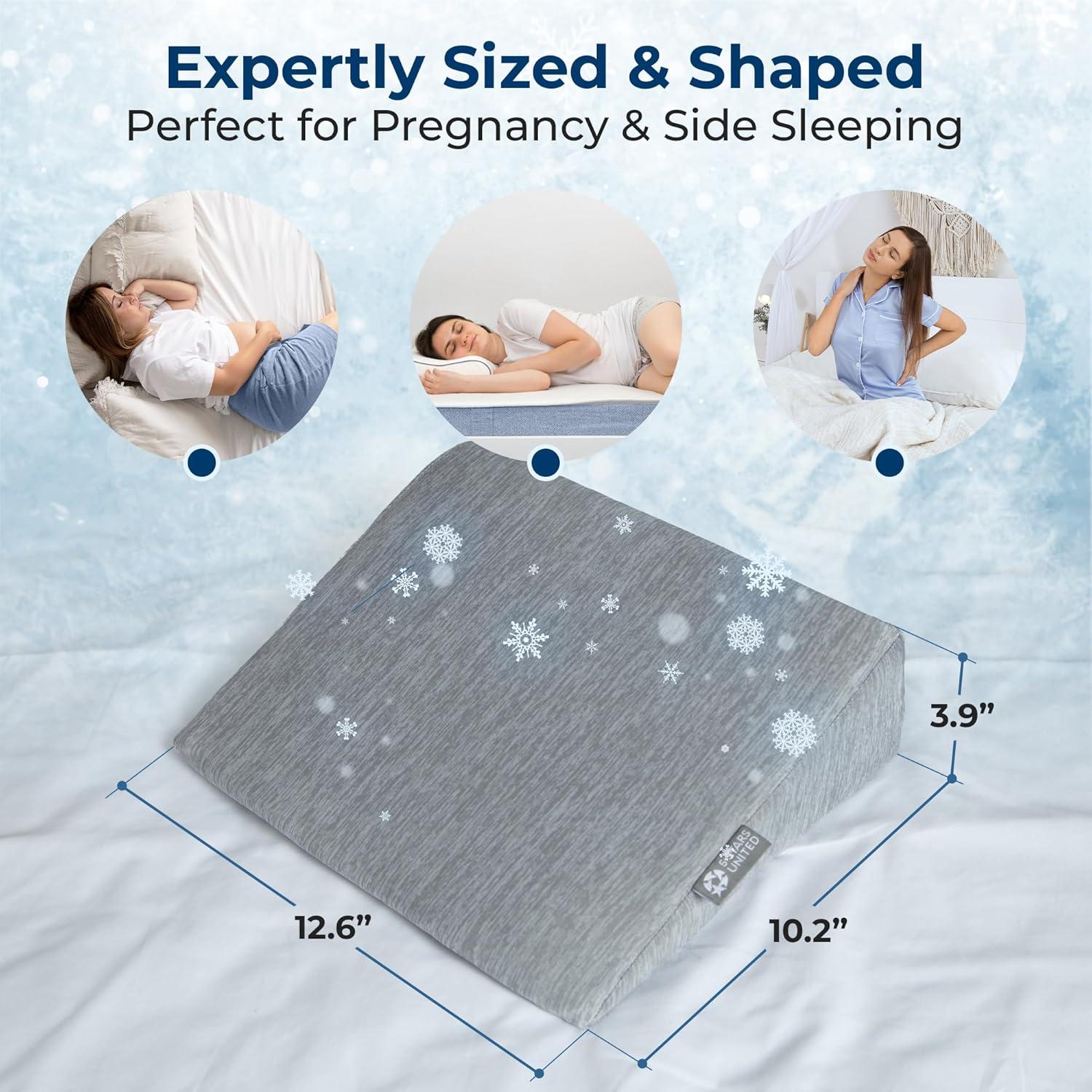 image5 STARS UNITED Small Knee Pillow for Side Sleepers  Wedge Firm Foam Support for Belly Back ampamp Knees  Compact Maternity Cushion for Travel ampamp Pregnancy Relief Arctic GrayArctic Gray