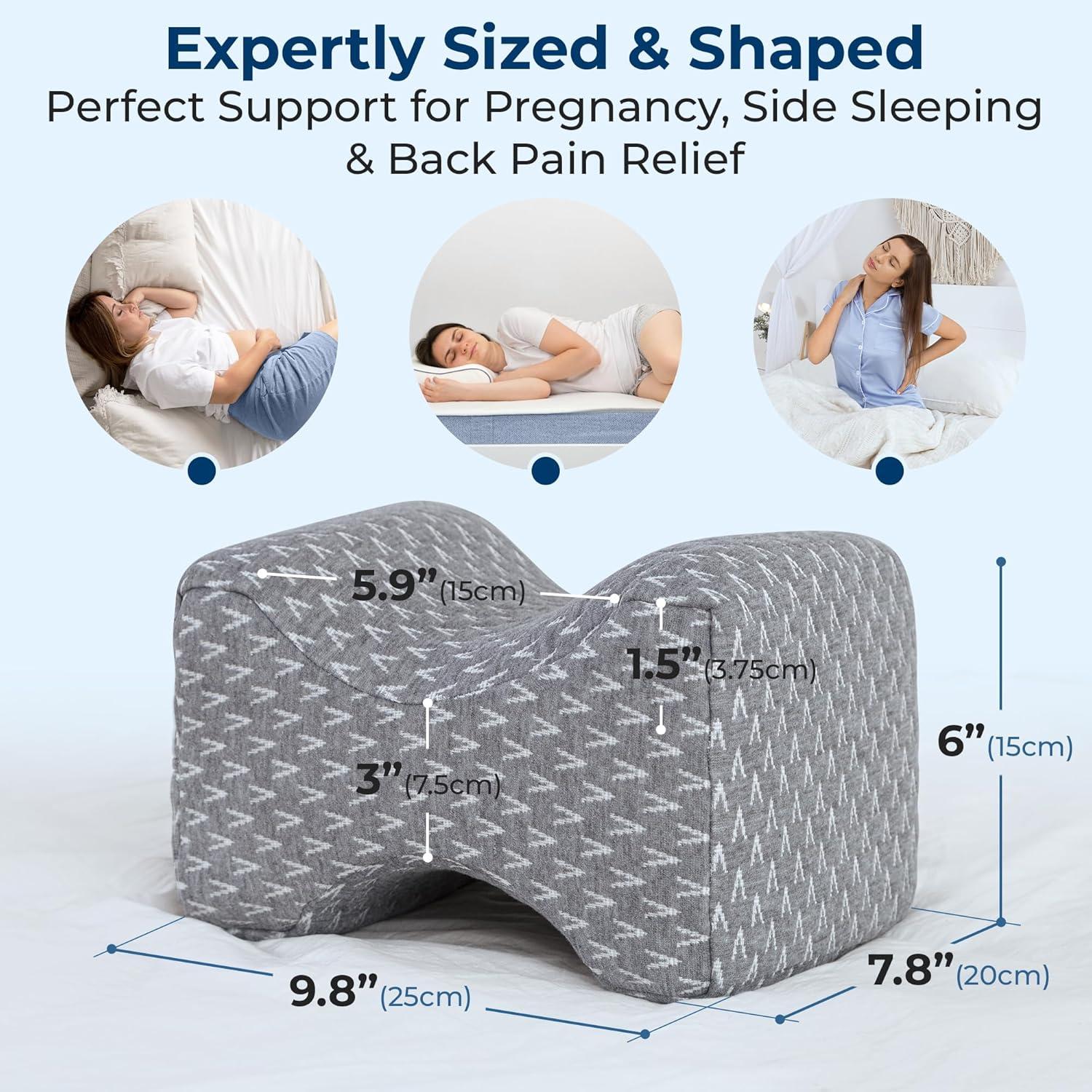 image5 STARS UNITED Small Knee Pillow for Side Sleepers  Wedge Firm Foam Support for Belly Back ampamp Knees  Compact Maternity Cushion for Travel ampamp Pregnancy Relief Arctic GrayGray
