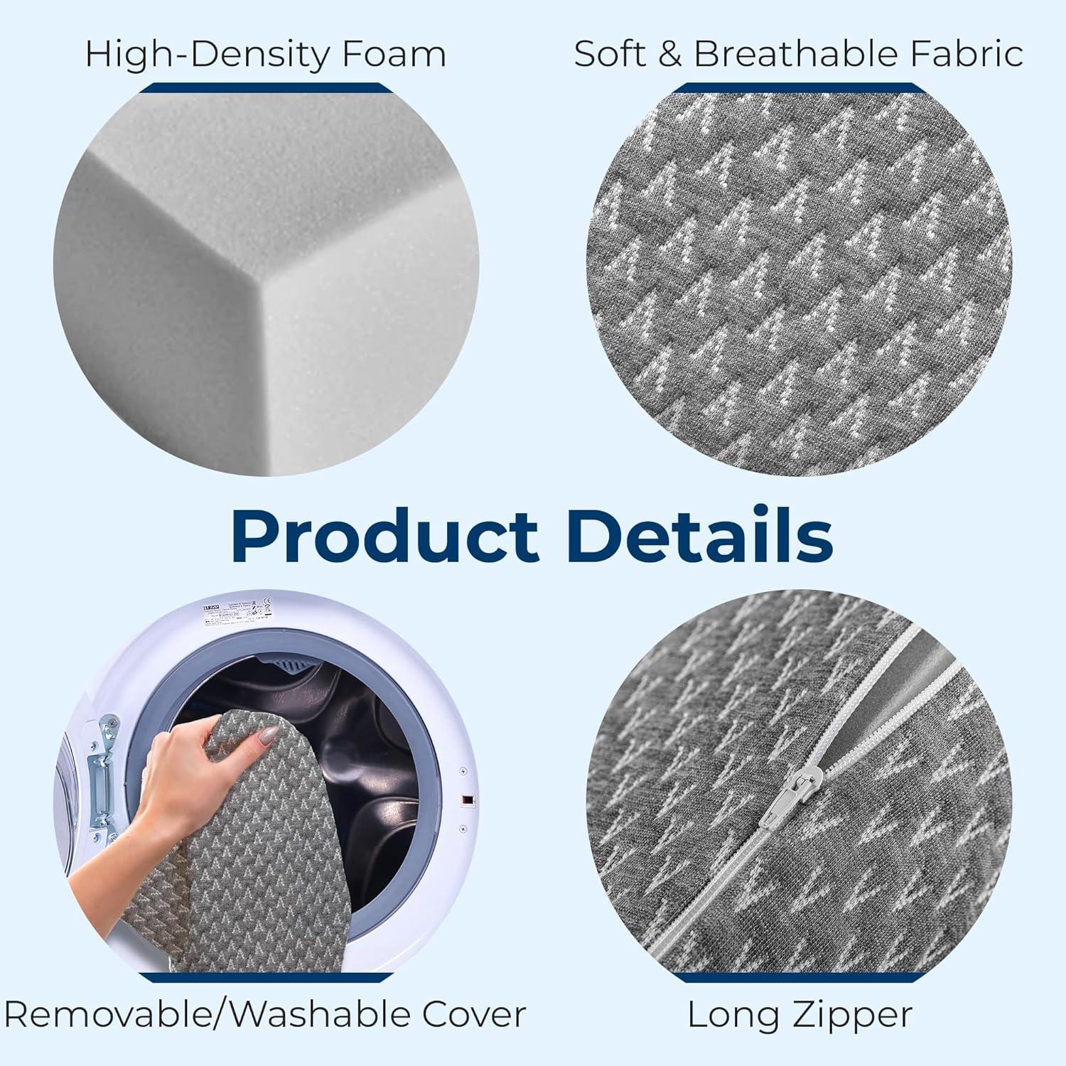 image5 STARS UNITED Small Knee Pillow for Side Sleepers  Wedge Firm Foam Support for Belly Back ampamp Knees  Compact Maternity Cushion for Travel ampamp Pregnancy Relief Arctic GrayGray