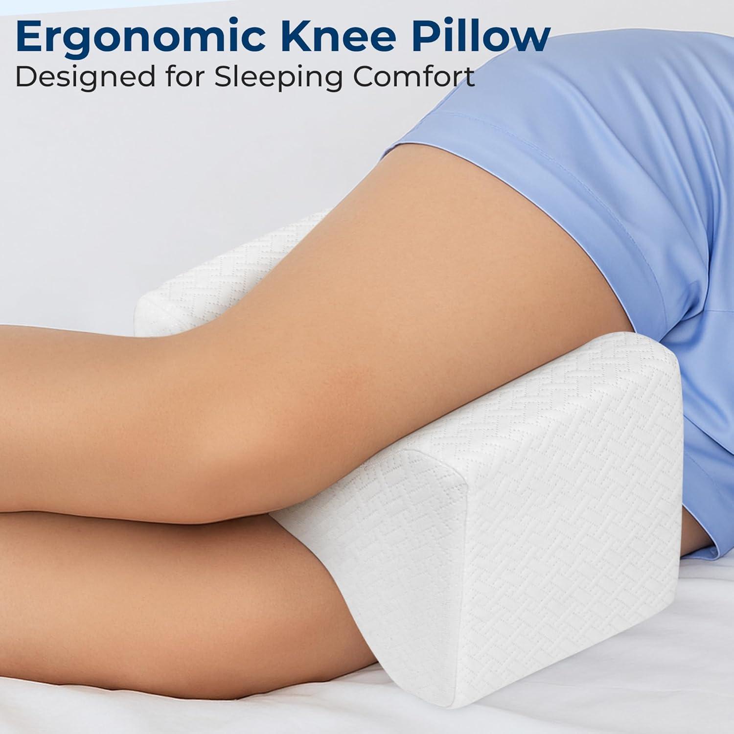 image5 STARS UNITED Small Knee Pillow for Side Sleepers  Wedge Firm Foam Support for Belly Back ampamp Knees  Compact Maternity Cushion for Travel ampamp Pregnancy Relief Arctic GrayWhite