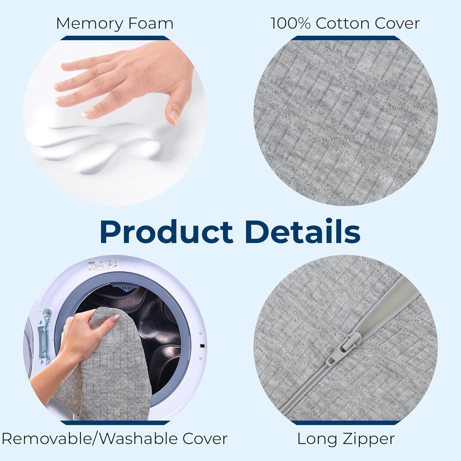 image5 STARS UNITED Small Knee Pillow for Side Sleepers  Wedge Firm Foam Support for Belly Back ampamp Knees  Compact Maternity Cushion for Travel ampamp Pregnancy Relief Arctic GrayNatural Gray