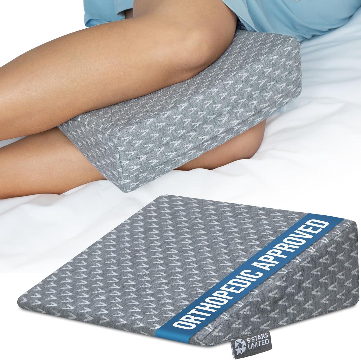 image5 STARS UNITED Small Knee Pillow for Side Sleepers  Wedge Firm Foam Support for Belly Back ampamp Knees  Compact Maternity Cushion for Travel ampamp Pregnancy Relief Arctic GrayGray