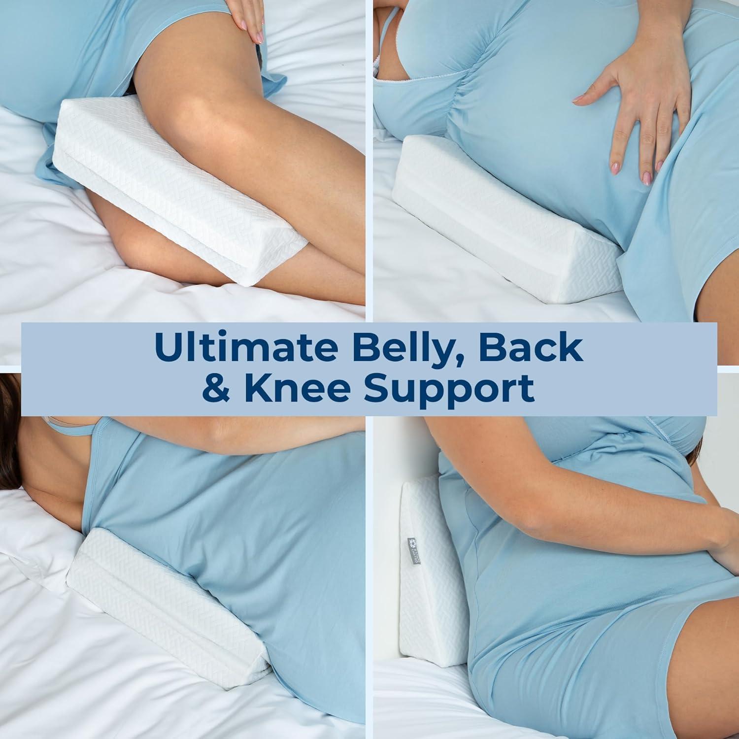 image5 STARS UNITED Small Knee Pillow for Side Sleepers  Wedge Firm Foam Support for Belly Back ampamp Knees  Compact Maternity Cushion for Travel ampamp Pregnancy Relief Arctic GrayWhite