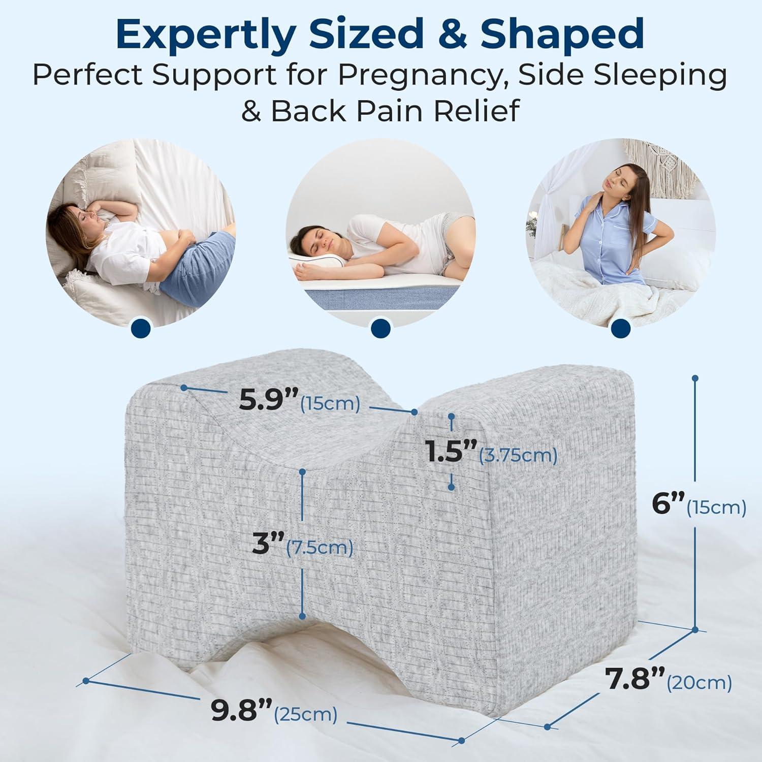 image5 STARS UNITED Small Knee Pillow for Side Sleepers  Wedge Firm Foam Support for Belly Back ampamp Knees  Compact Maternity Cushion for Travel ampamp Pregnancy Relief Arctic GrayNatural Gray