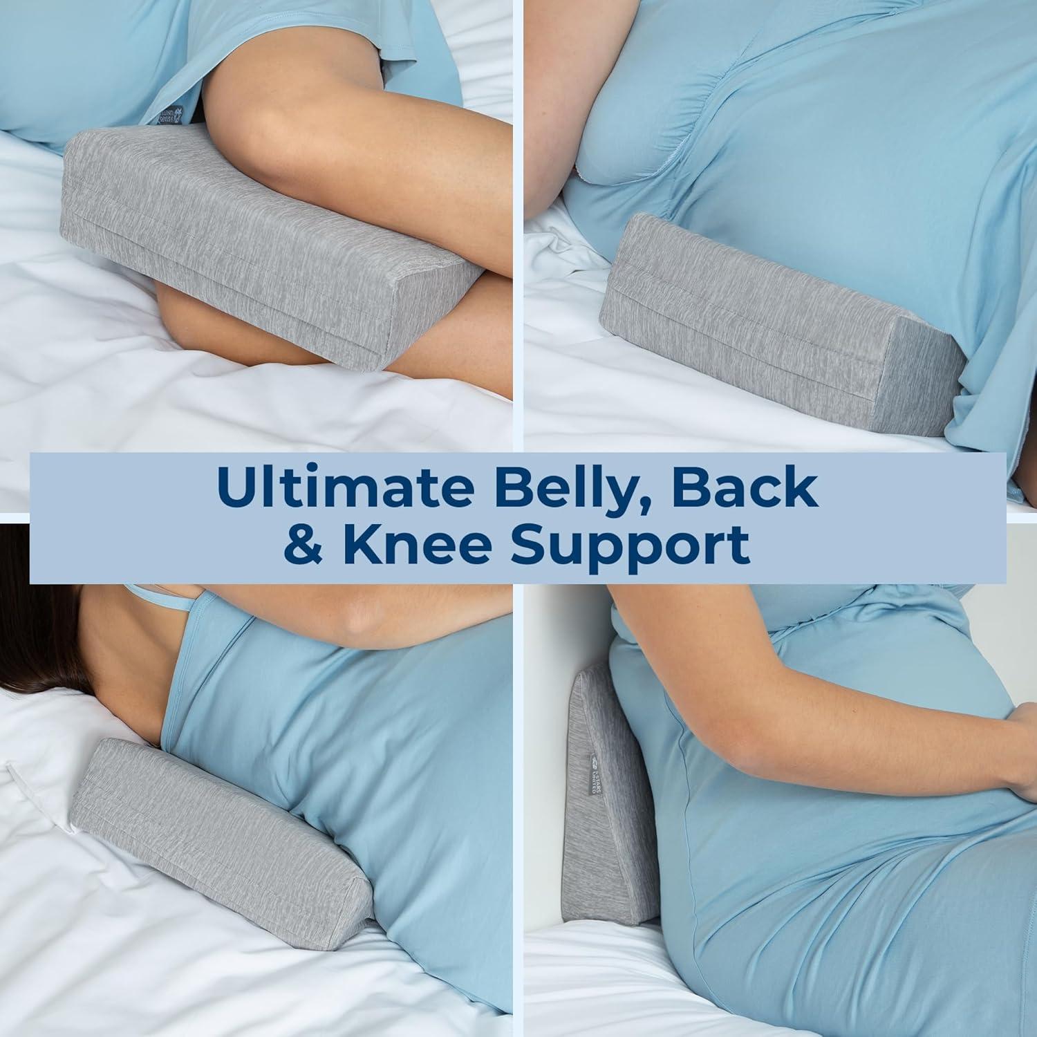 image5 STARS UNITED Small Knee Pillow for Side Sleepers  Wedge Firm Foam Support for Belly Back ampamp Knees  Compact Maternity Cushion for Travel ampamp Pregnancy Relief Arctic GrayArctic Gray