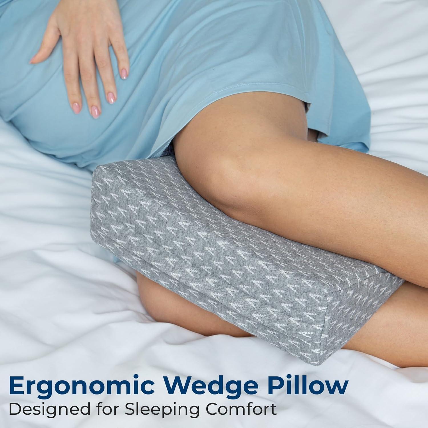 image5 STARS UNITED Small Knee Pillow for Side Sleepers  Wedge Firm Foam Support for Belly Back ampamp Knees  Compact Maternity Cushion for Travel ampamp Pregnancy Relief Arctic GrayGray