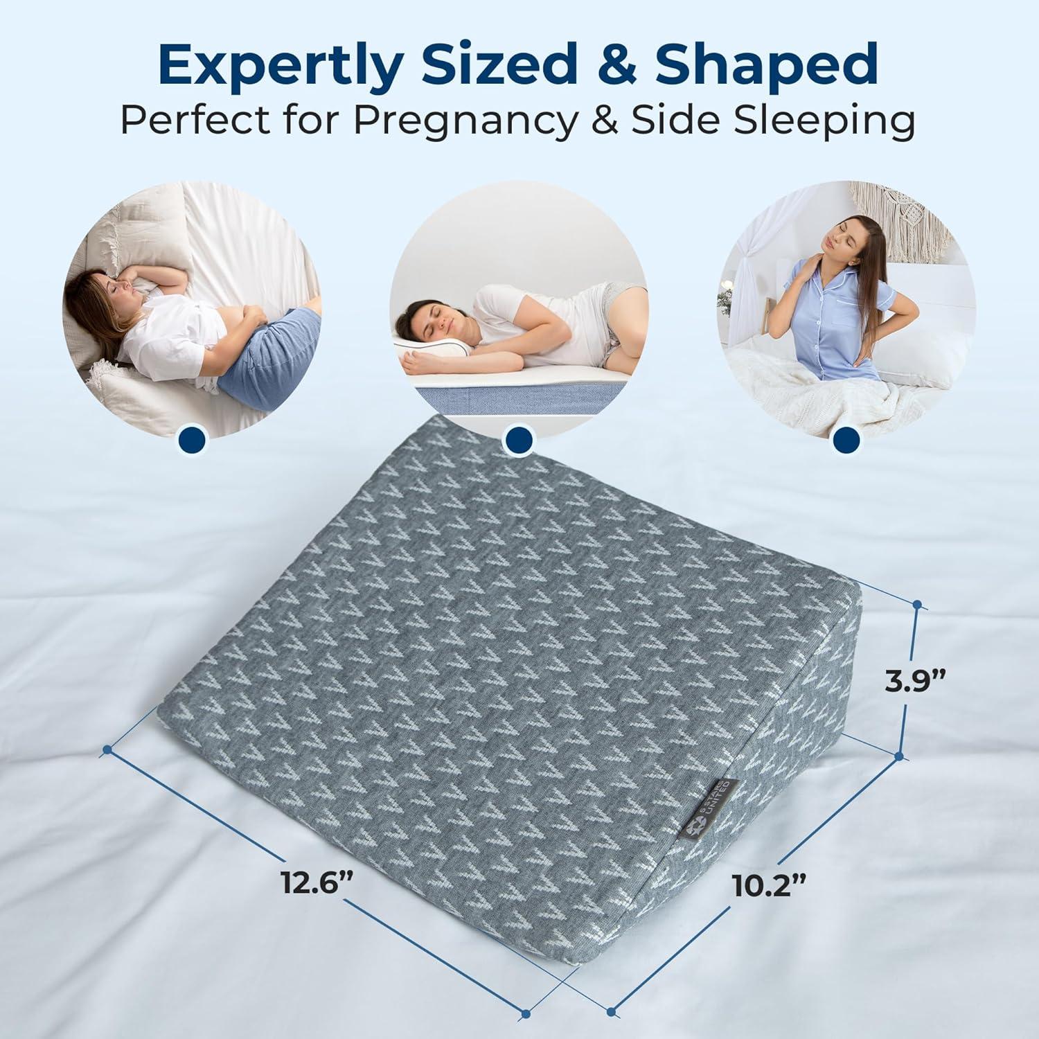 image5 STARS UNITED Small Knee Pillow for Side Sleepers  Wedge Firm Foam Support for Belly Back ampamp Knees  Compact Maternity Cushion for Travel ampamp Pregnancy Relief Arctic GrayGray