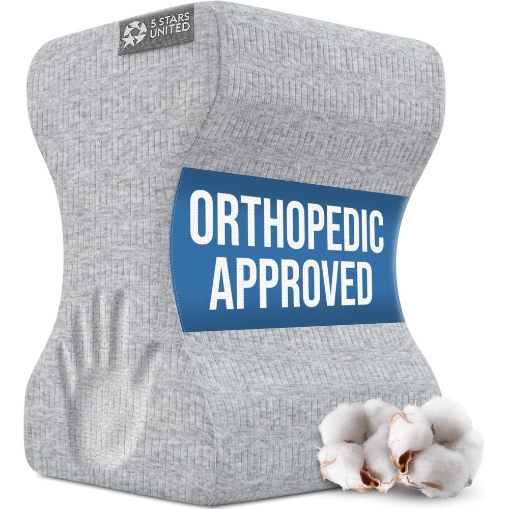 image5 STARS UNITED Small Knee Pillow for Side Sleepers  Wedge Firm Foam Support for Belly Back ampamp Knees  Compact Maternity Cushion for Travel ampamp Pregnancy Relief Arctic GrayNatural Gray