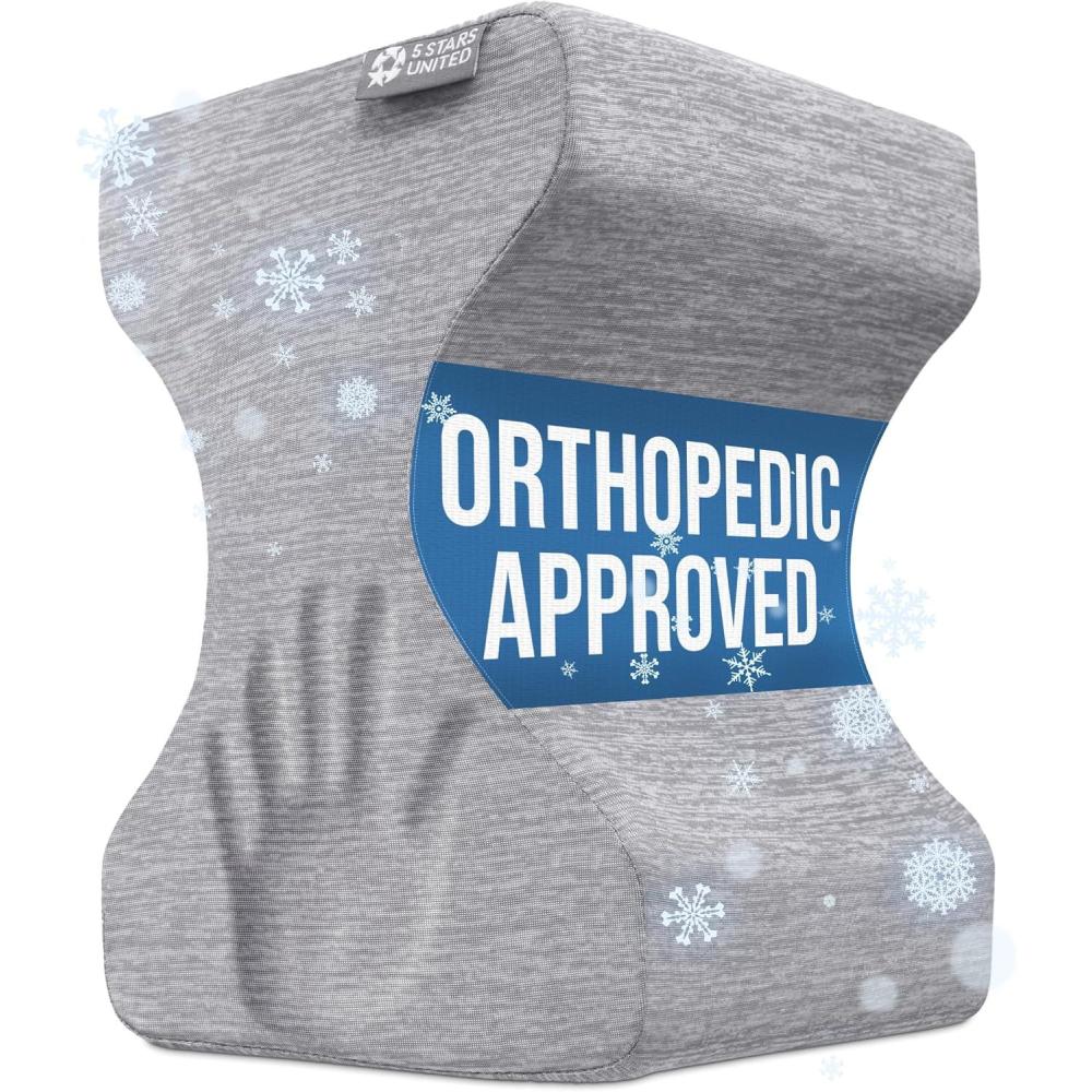 image5 STARS UNITED Small Knee Pillow for Side Sleepers  Wedge Firm Foam Support for Belly Back ampamp Knees  Compact Maternity Cushion for Travel ampamp Pregnancy Relief Arctic GrayArctic Gray