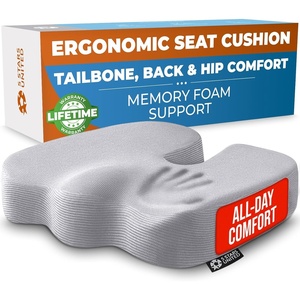 image:image5 STARS UNITED Seat Cushion  Memory Foam Chair Cushion for Tailbone Pain Relief  Ergonomic Support for Coccyx Sciatica amp Butt  Office Desk amp Gaming Chair Car Seat Wheelchair Blue MeshLight Gray Mesh