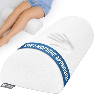 image:image5 STARS UNITED Knee Pillow for Back Sleeping  Cooling Cover  Memory Foam Cushion for Sciatica Pain Relief  Under Leg Support for Sleeping on Back  Half Moon Bolster for Bed Arctic GrayWhite