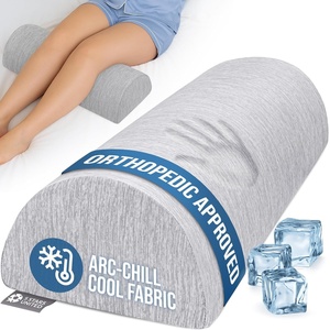 image:image5 STARS UNITED Knee Pillow for Back Sleeping  Cooling Cover  Memory Foam Cushion for Sciatica Pain Relief  Under Leg Support for Sleeping on Back  Half Moon Bolster for Bed Arctic GrayArctic Gray